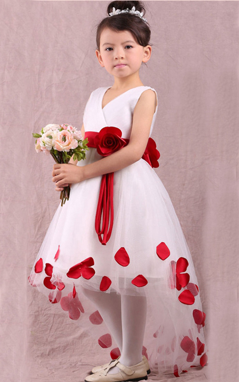 F68016-1 V-neck  flower girl dress